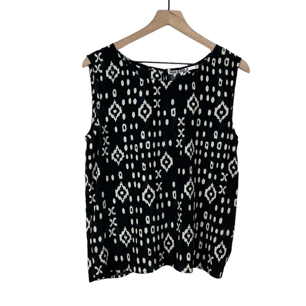 Pam & Gela Johnny Was 100% Silk Open Back Twist Sleeveless Top